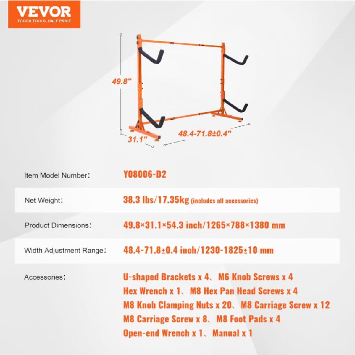New - Freestanding Kayak Storage Rack - Vevor 8
