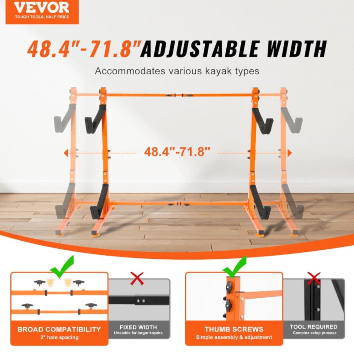 New - Freestanding Kayak Storage Rack - Vevor 5