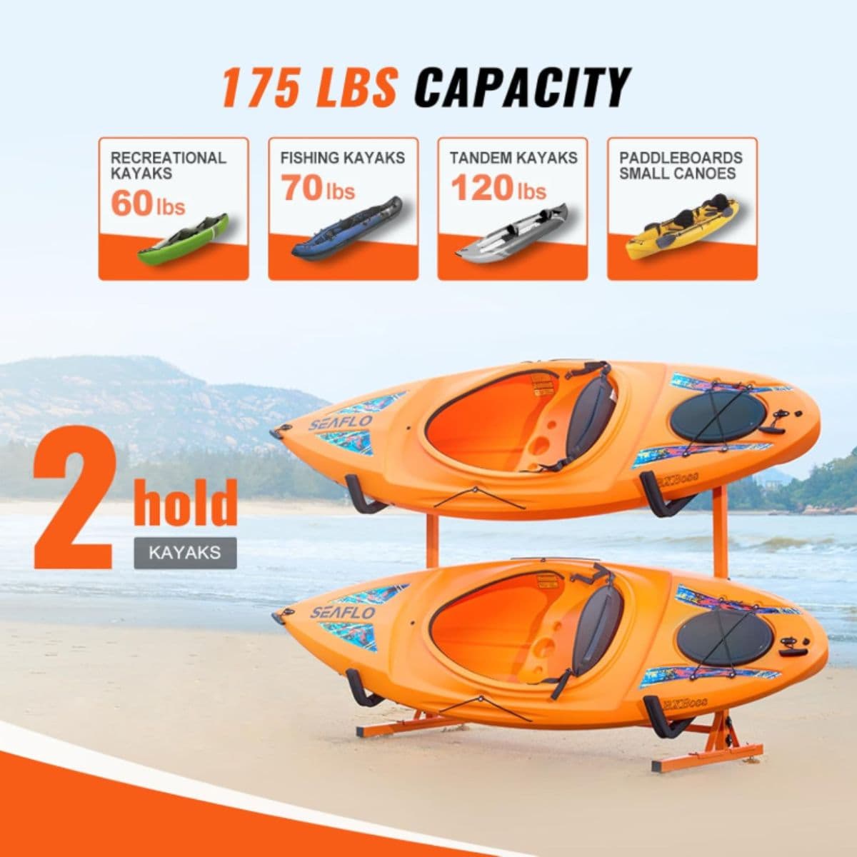 New - Freestanding Kayak Storage Rack - Vevor 7