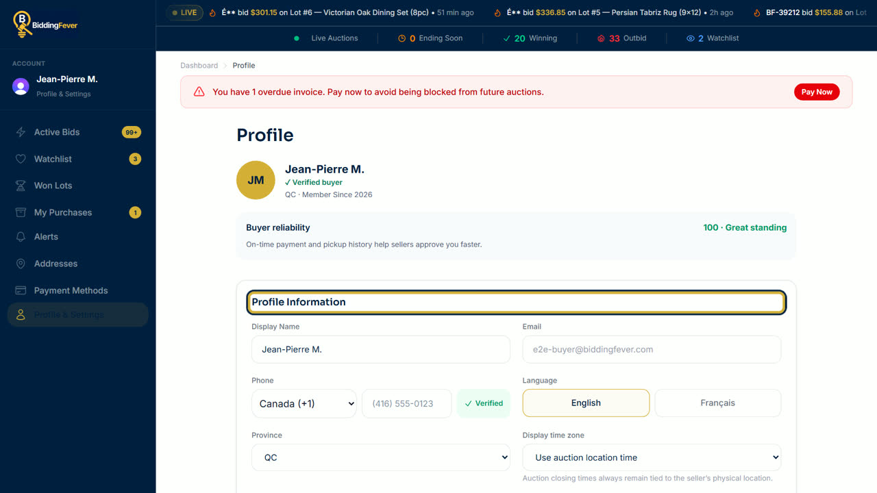 The Profile Information section